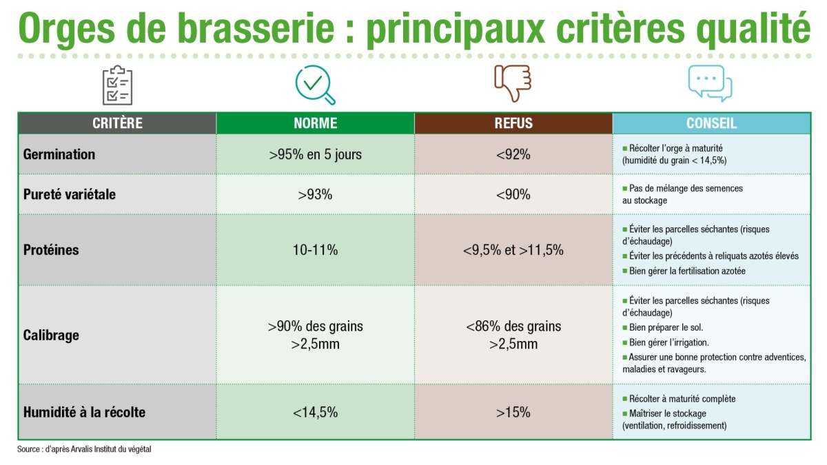 critères de qualité orges de brasserie